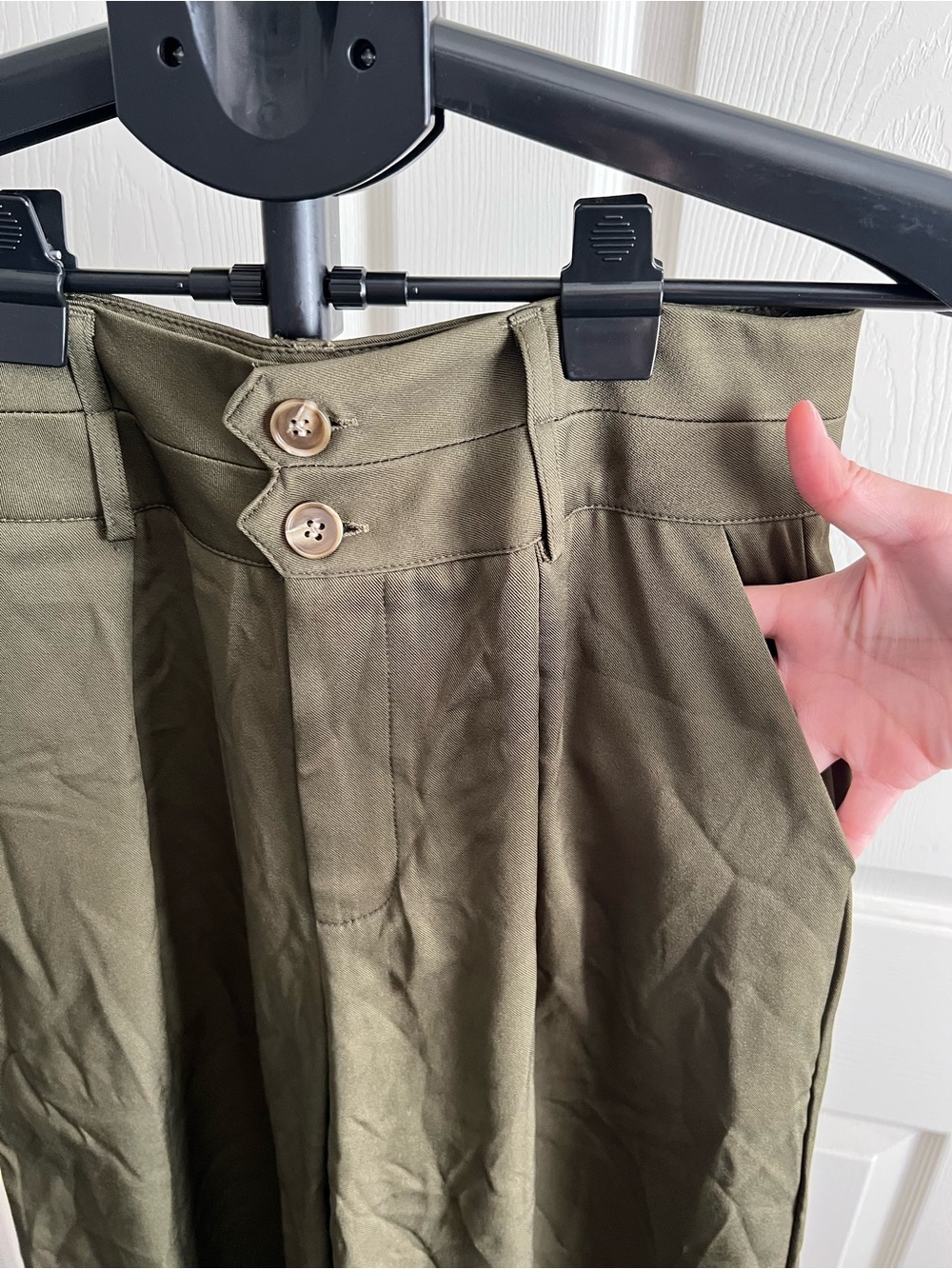 Cider Olive Green High-Waist Wide-Leg Trousers - Picture 5 of 7